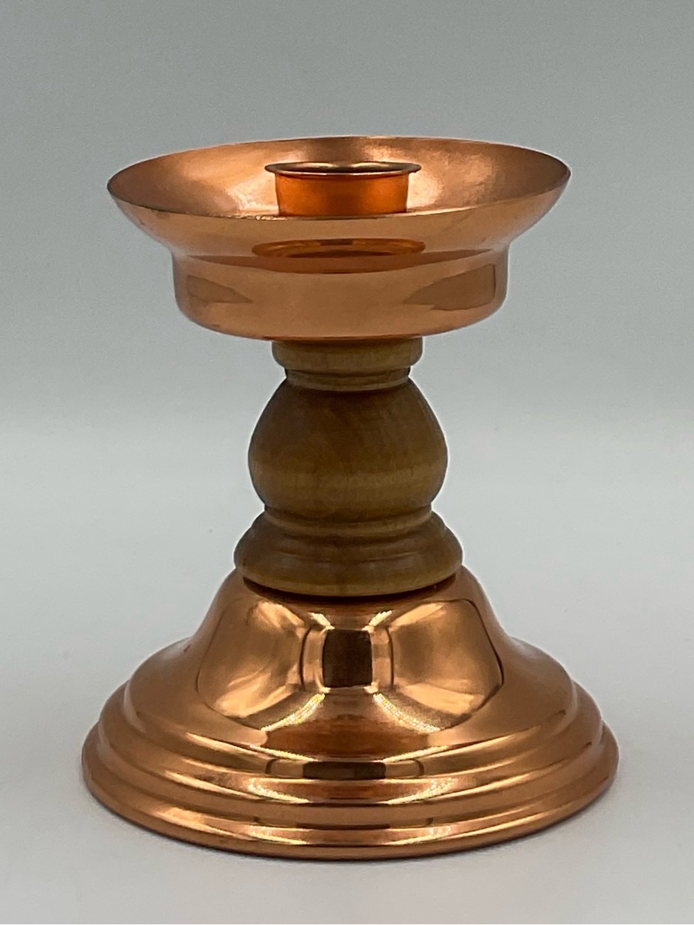 Vintage Coppercraft Guild Cooper & Wood Candle Holder
